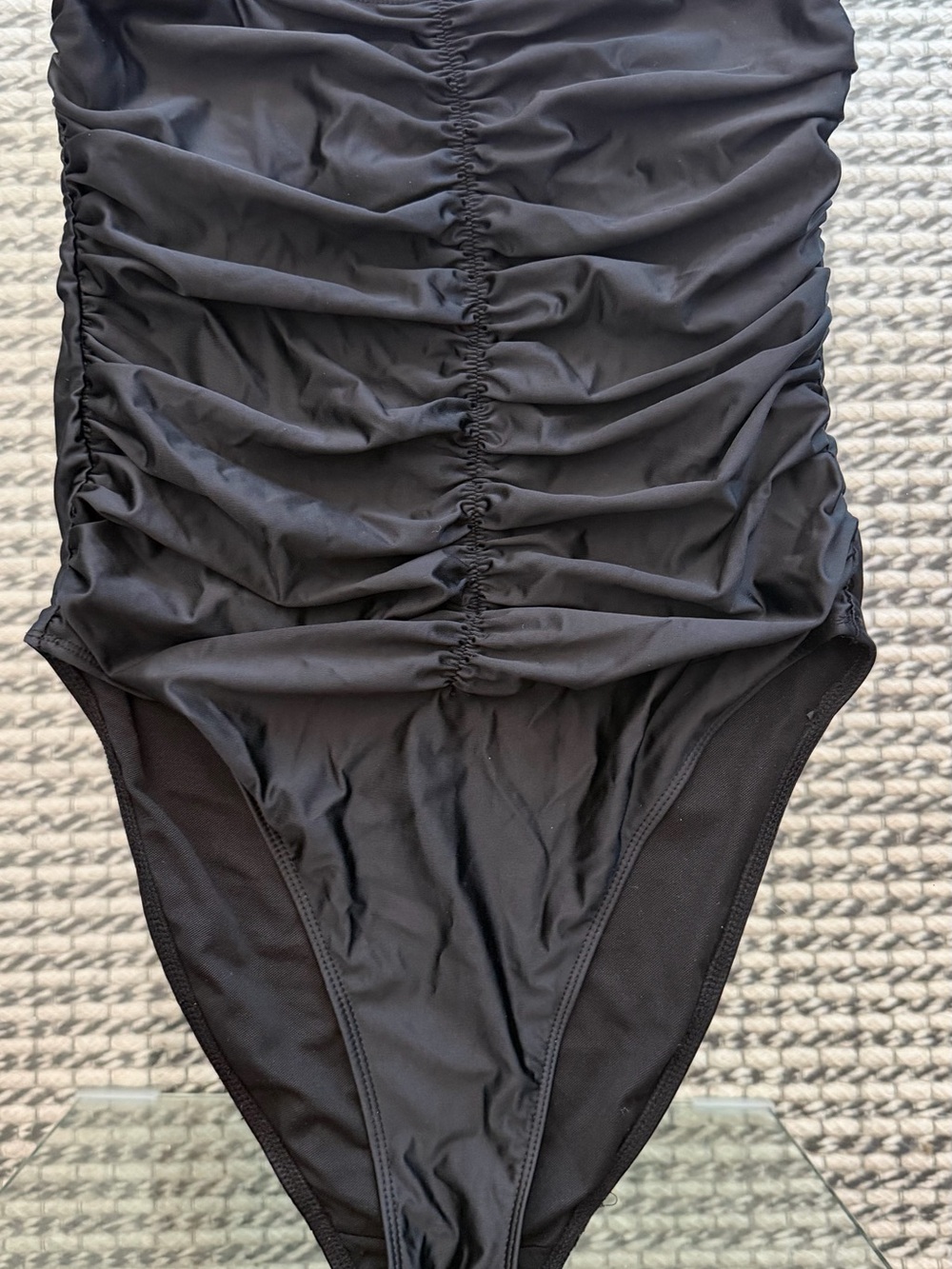 Good American Black Textured Swim or Activewear Fabric
